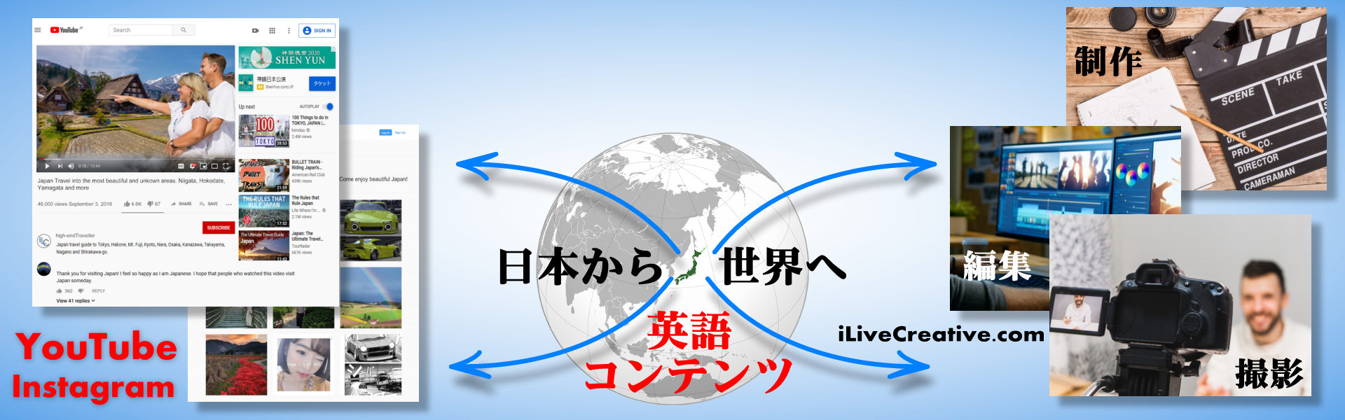 ネイティブ英語と日本語でのSNSコンテンツサイトコンテンツ
