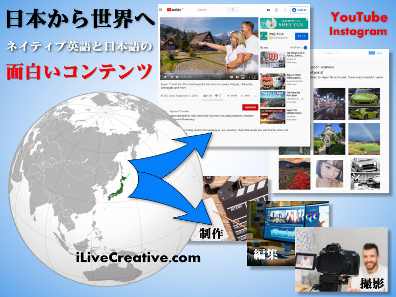 ネイティブ英語と日本語でのSNSコンテンツサイトコンテンツ